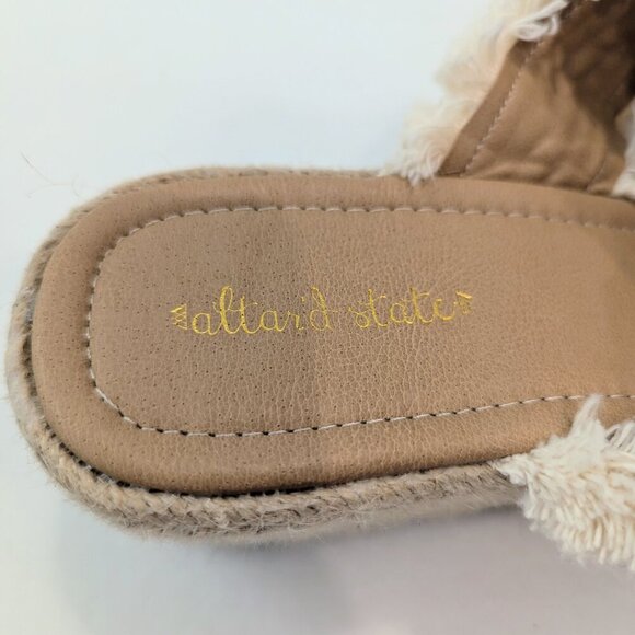 ALTAR'D STATE Wales Furry Espadrille Platform Sandals 9 EUC Cream Tan - Picture 8 of 12